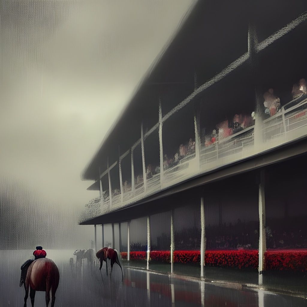 Sinister Horse Racing Track on a Rainy Day