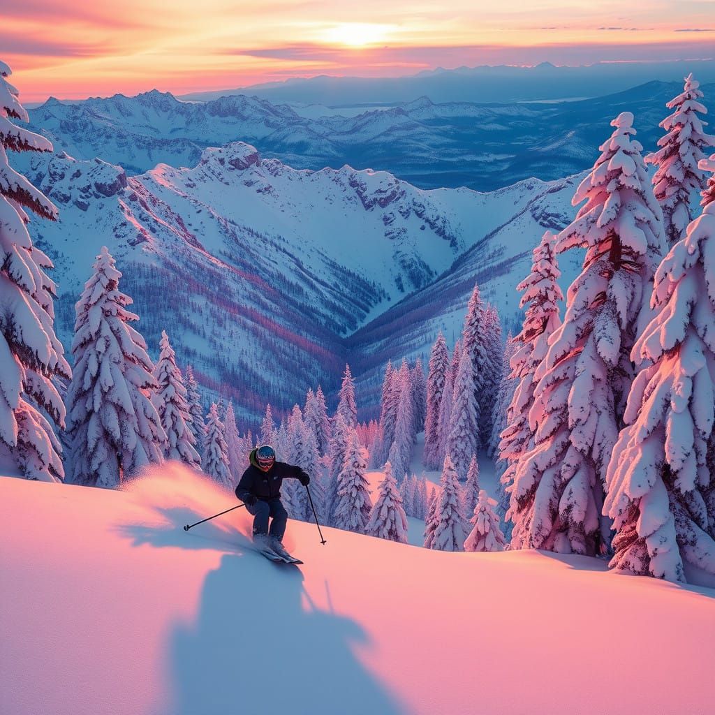 Sunrise Powder Skiing at Pebble Creek