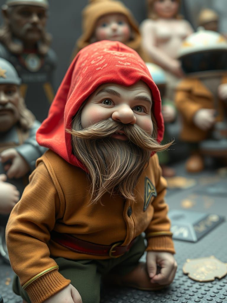 Dwarf Dressed as Captain Kirk from Star Trek