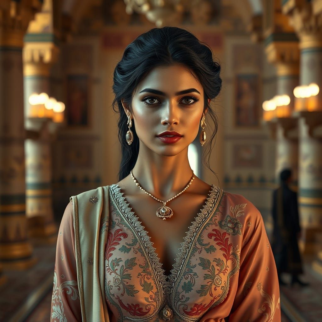 Indian Queen in Egyptian Palace, in a Cinematic Film Still S...