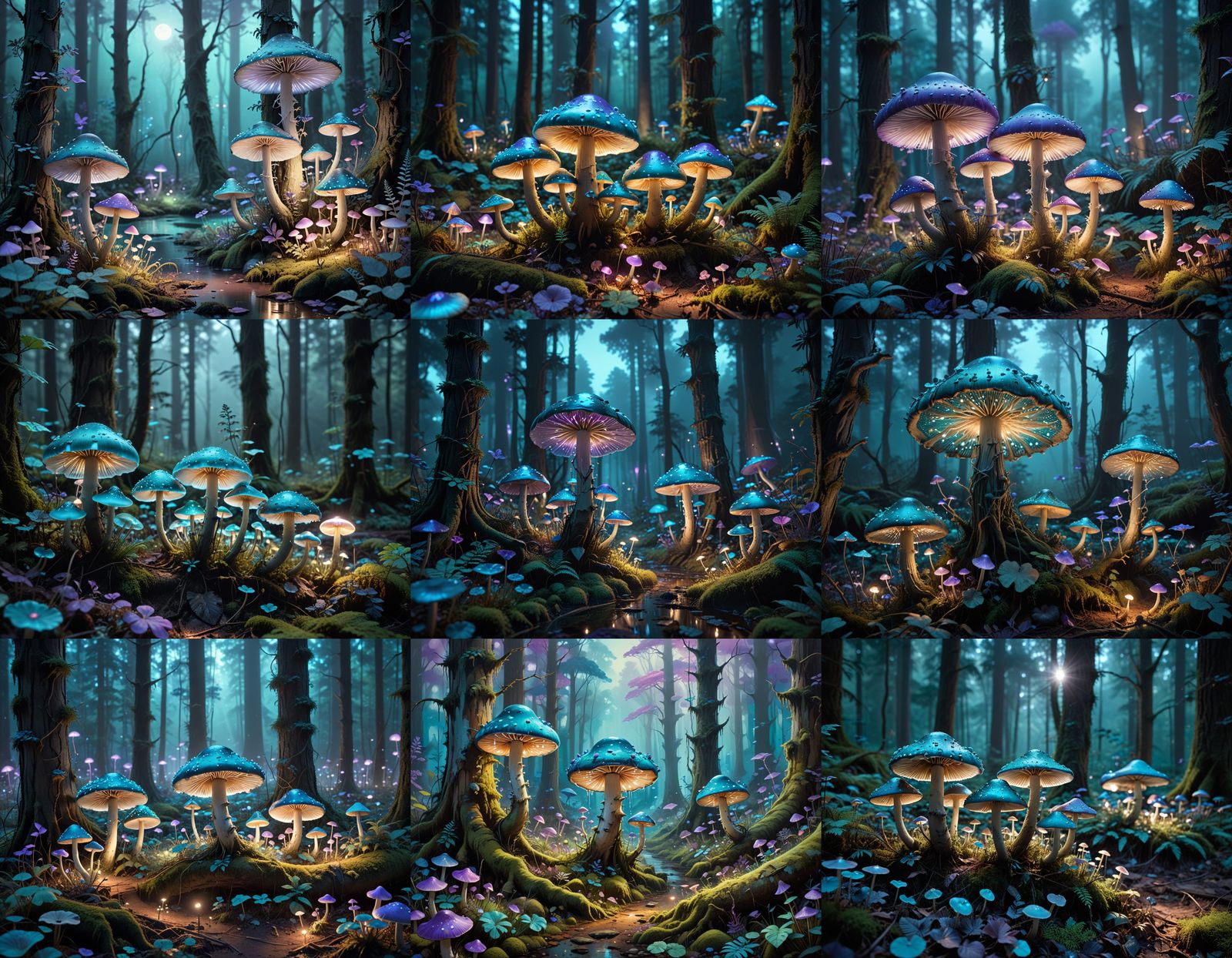 Ethereal Forest with Bioluminescent Mushrooms