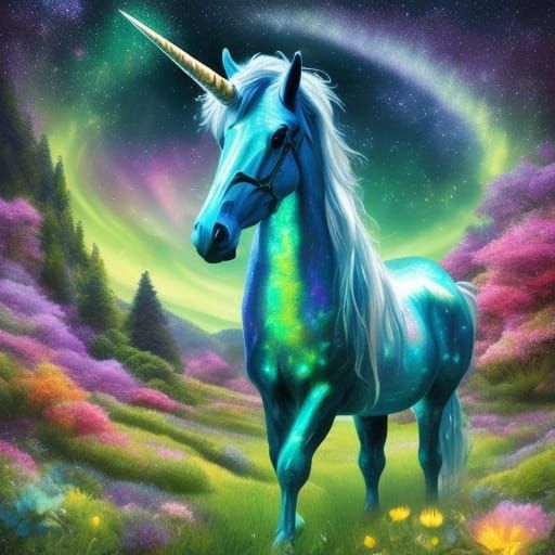 Unicorn in a Radiant Fantasy Landscape