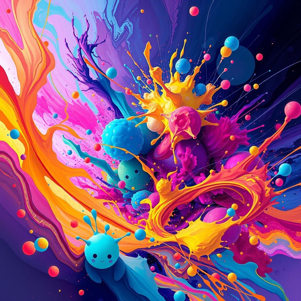 Dynamic Abstract Expressionism with Vibrant Colors