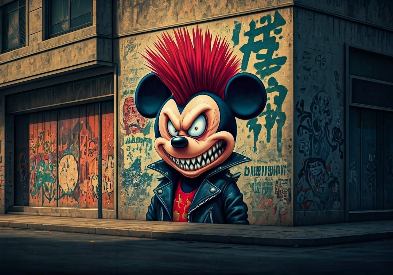 Punk Mickey Mouse Street Art Masterpiece