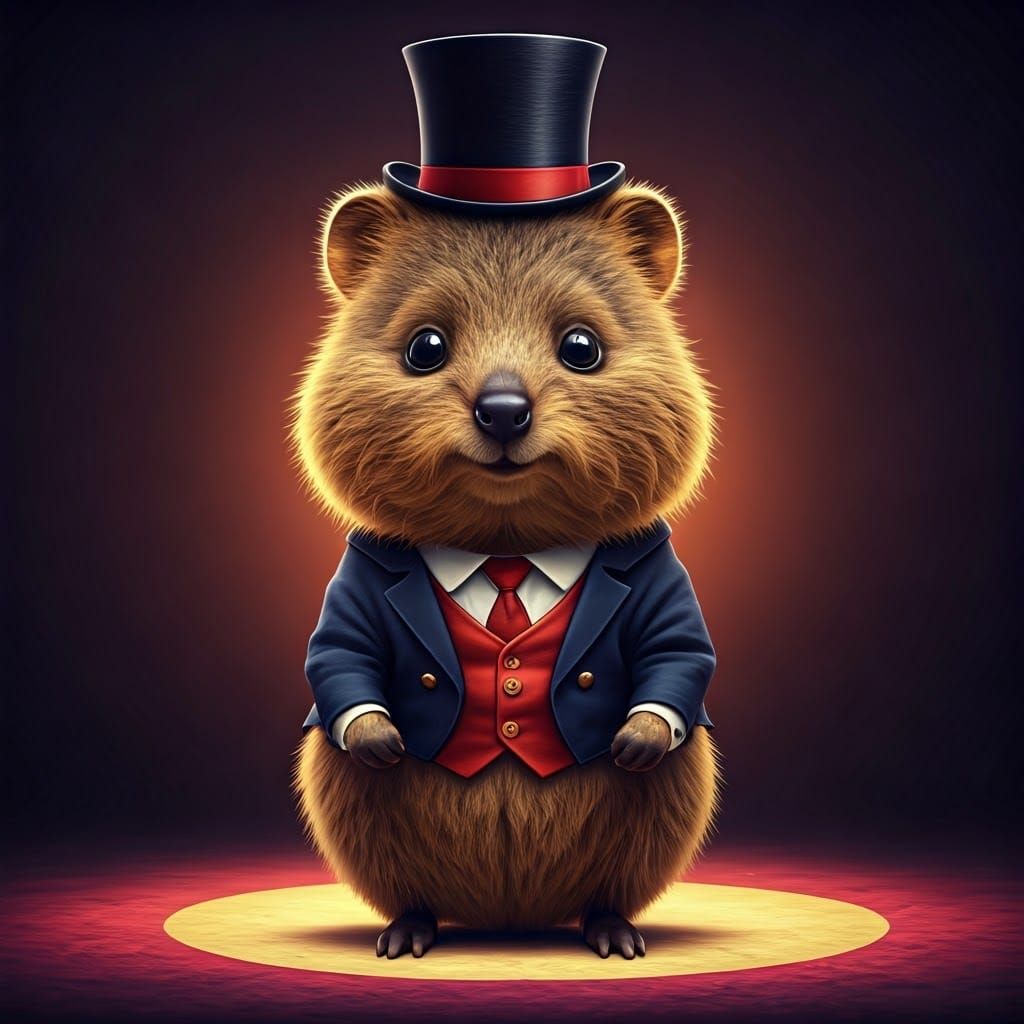 Quokka Ringmaster in Circus: 3D Digital Art