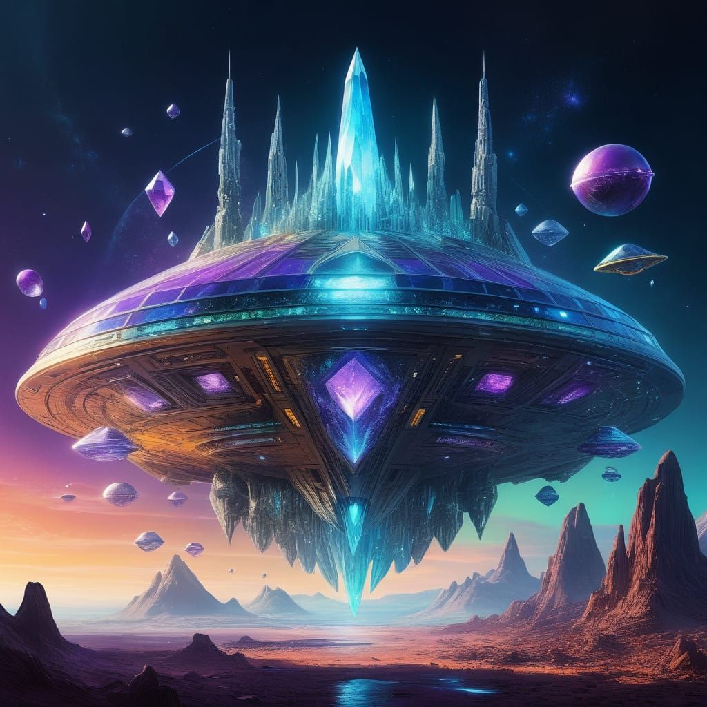 Quartz Crystal Mothership in Deep Space