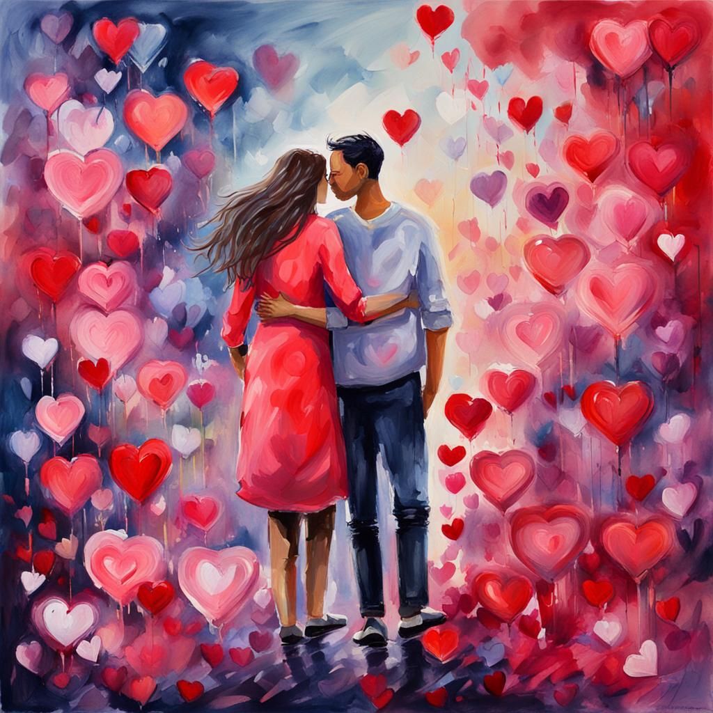 Romantic Valentine's Day Gouache Painting