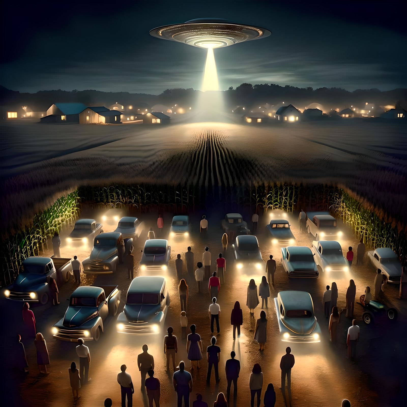 Astonishing Hyperrealistic UFO Encounter Over Small Town