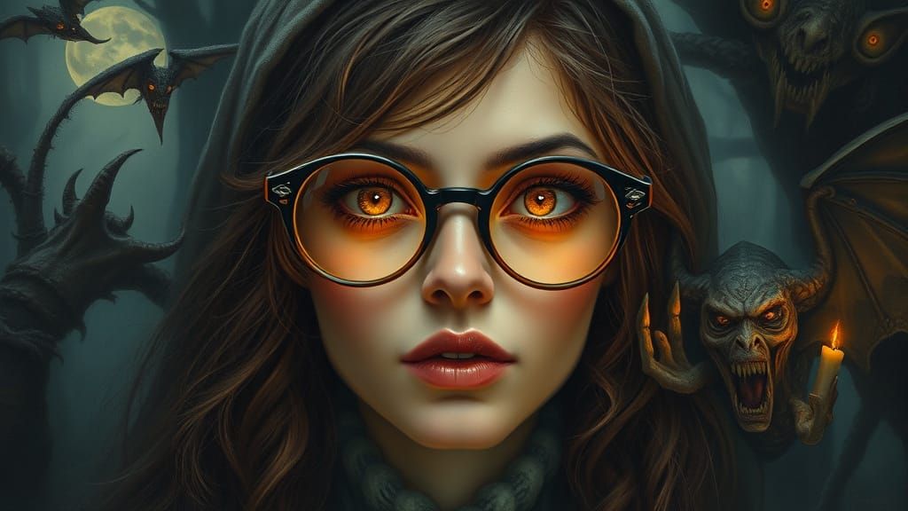 Woman with Mystical Glasses Sees Demons