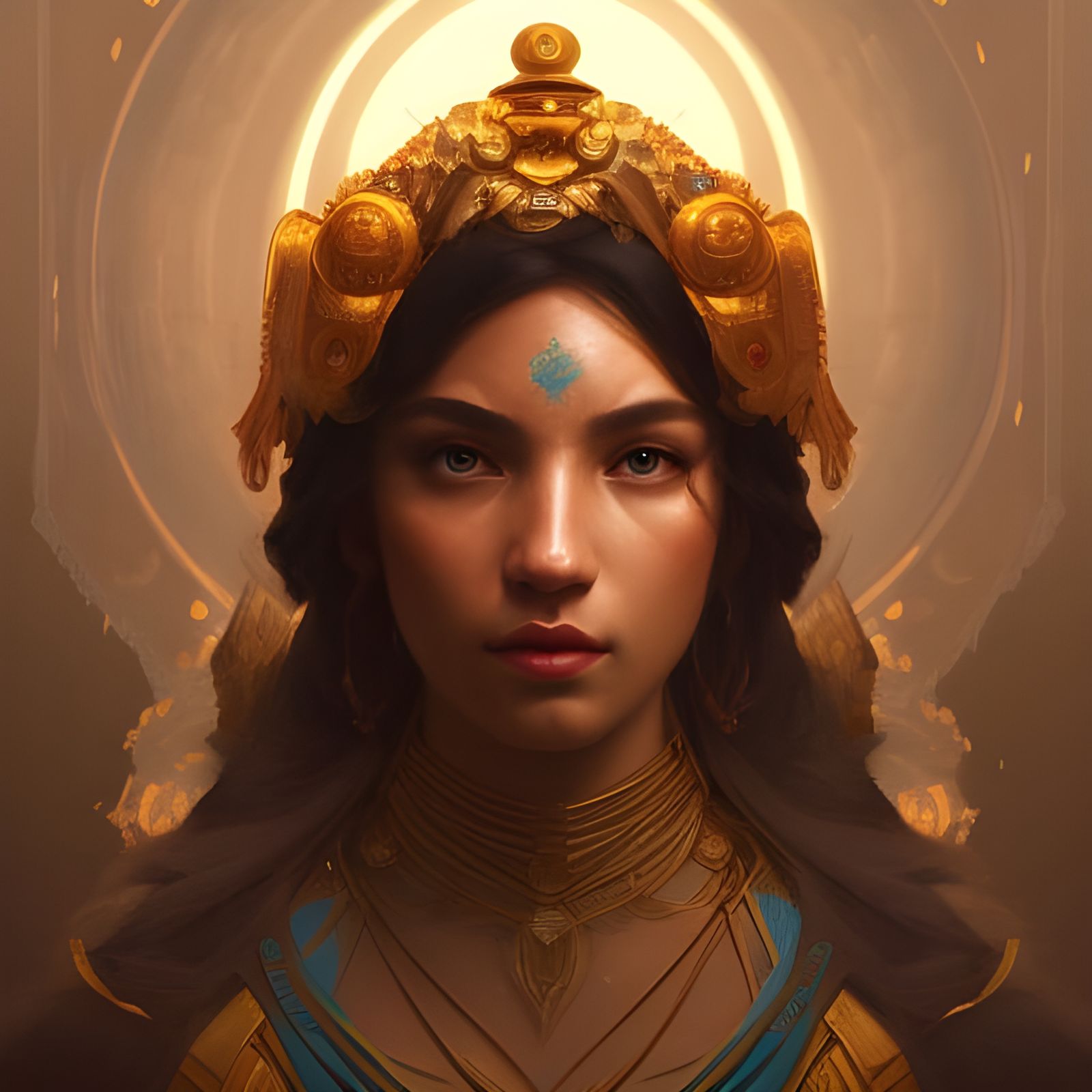 Temple Guardian Portrait in Hyperdetailed Style