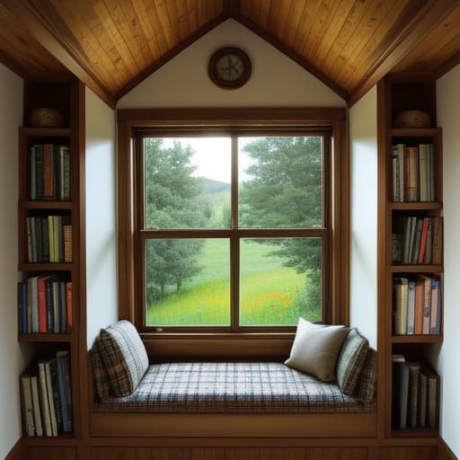 Cozy Reading Nook Overlooking Wildflower Meadow