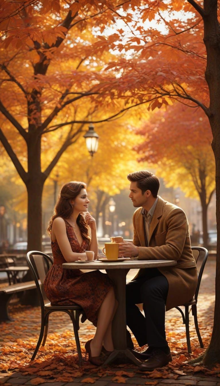 Romantic 1950s Cafe Date in Autumn Colors