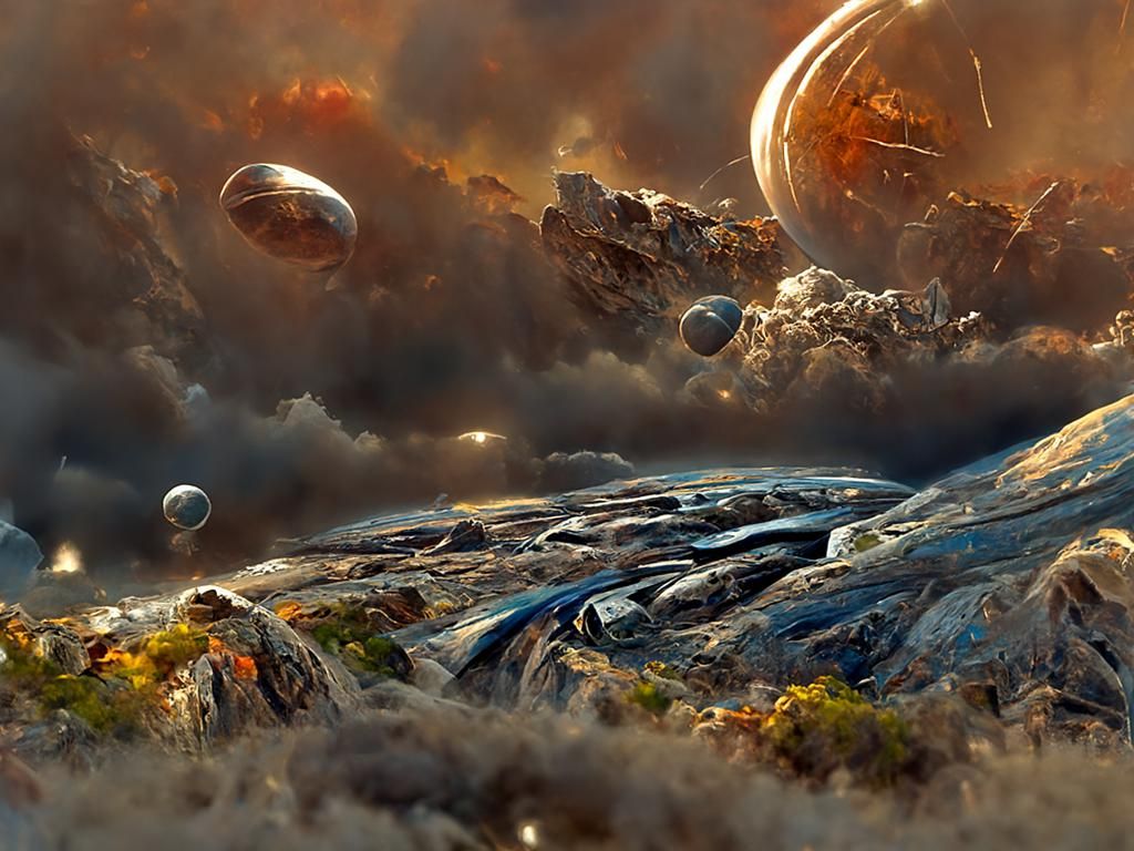 Stormy Planet View from Asteroid Belt