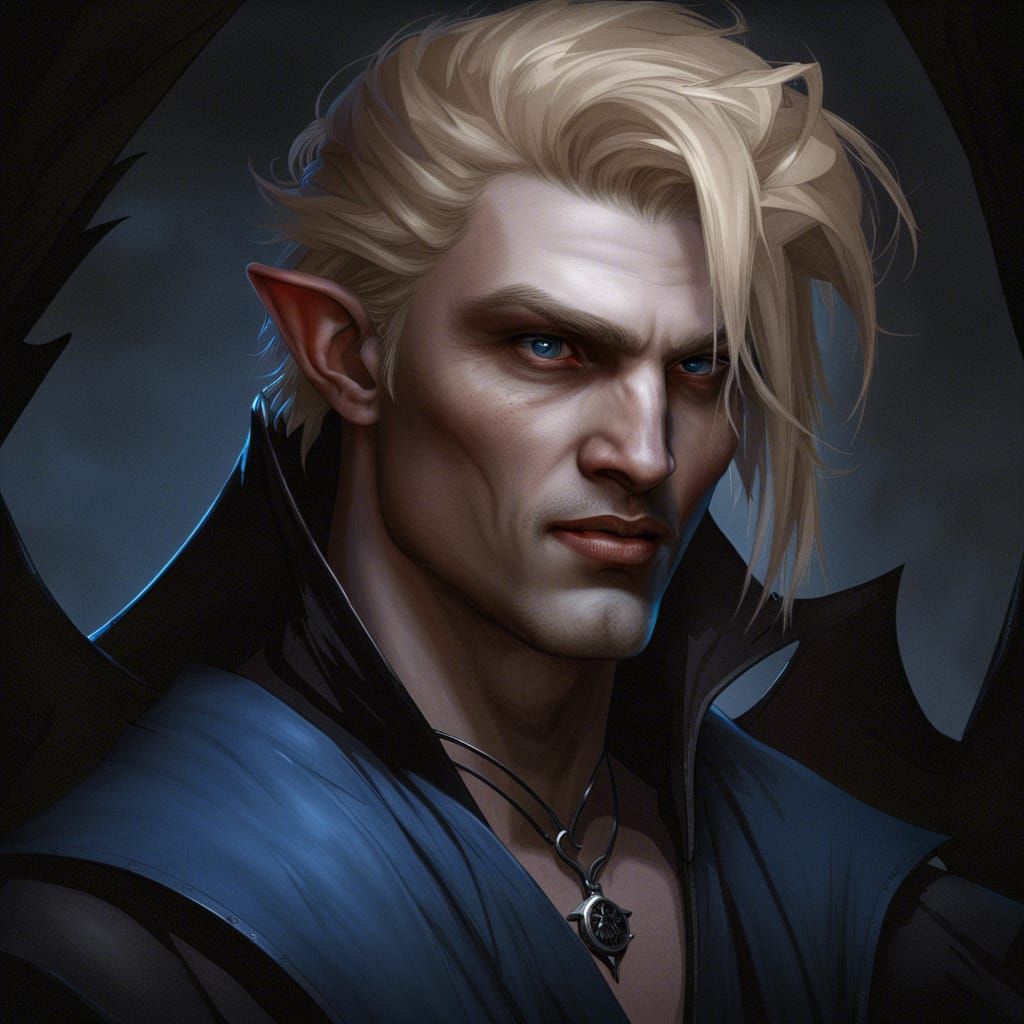 Photorealistic Vampire Portrait in Art Nouveau Style