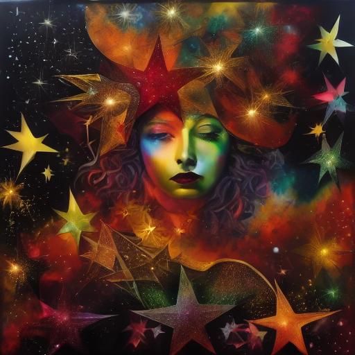 <lora:Starborn1:1.0> Black and white iridescent sparkling co...