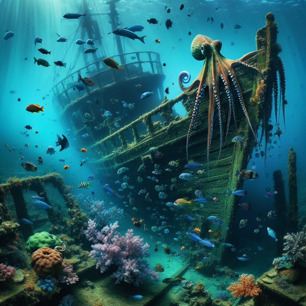 Underwater Shipwreck: Reef Wildlife Photography