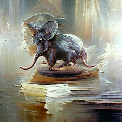 Elephant Mouse Hybrid in Oil Painting Style
