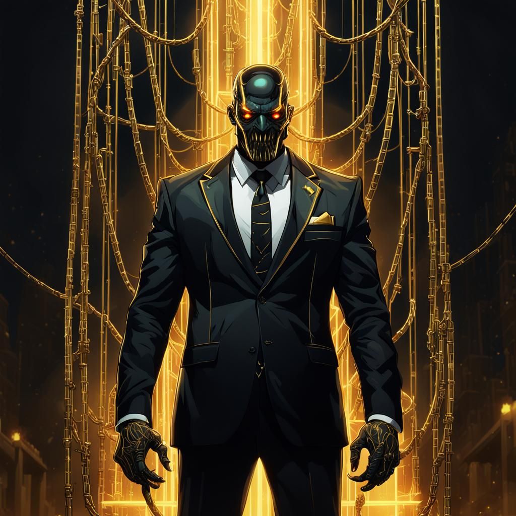 Dark Fantasy CEO in Corporate Dystopia