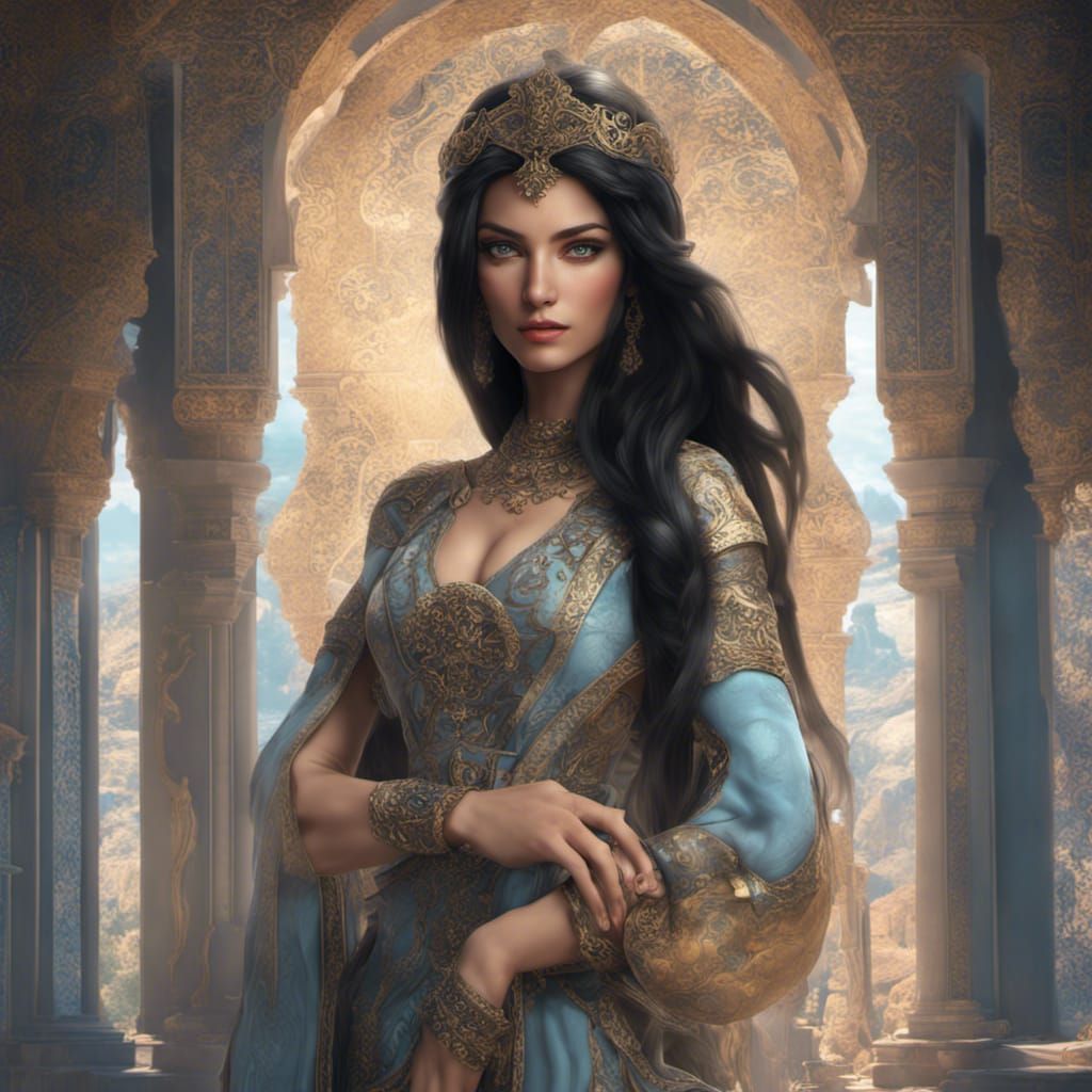 Beautiful Persian Princess in Detailed Matte Painting