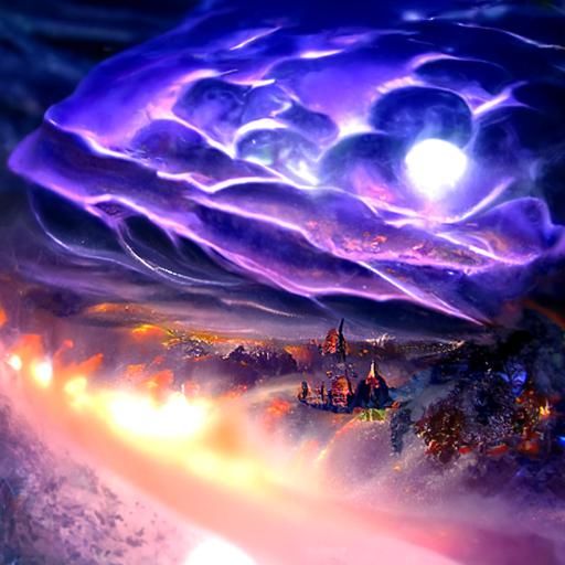 Ethereal Stormlight Orb Illuminates Misty Night Sky