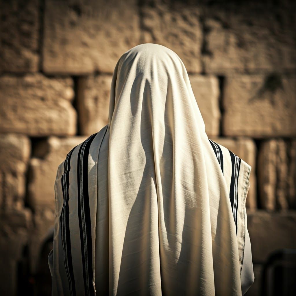 Orthodox Man Praying at Western Wall, Cinematic Style