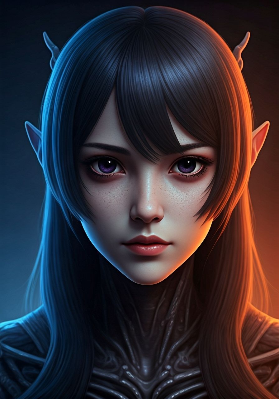 Xenomorphic Beauty in 3D Anime Style