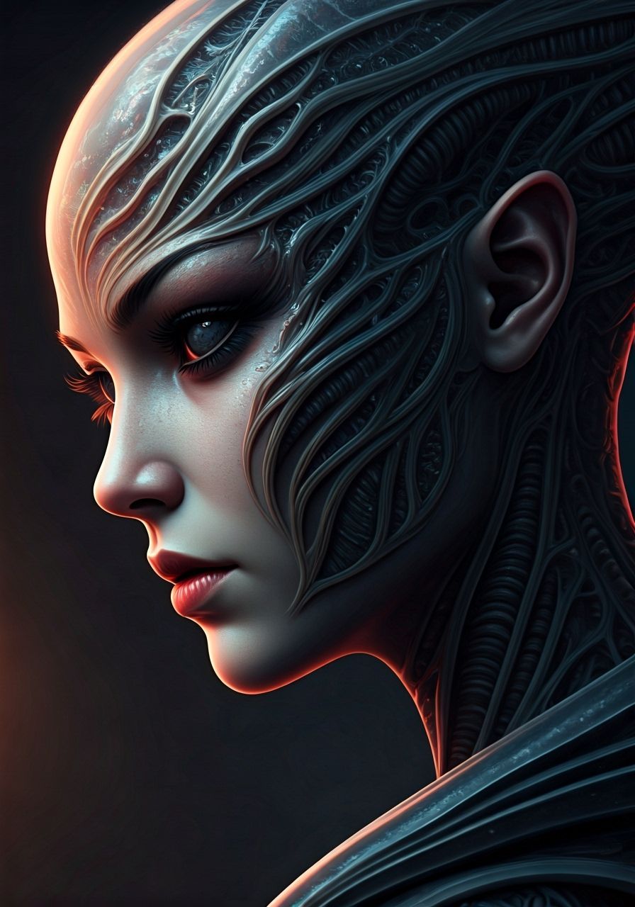 Anime-Inspired Xenomorph Woman in 3D Art Style