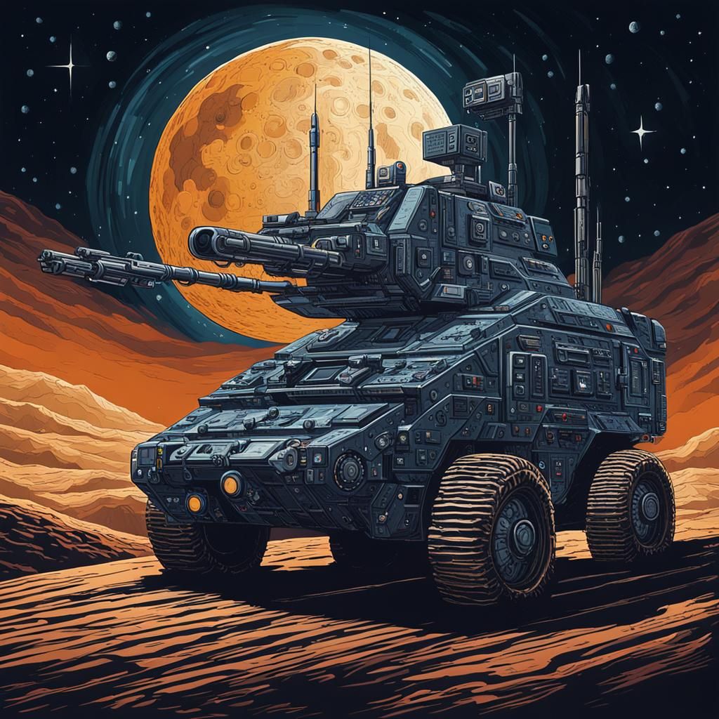 Sci-Fi Armored Vehicle on Distant Moon