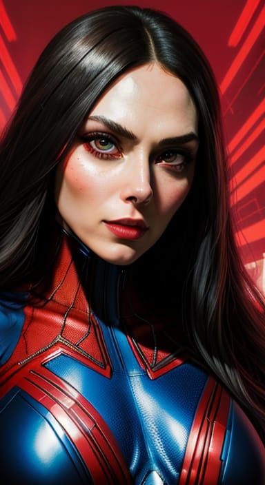 Cyberpunk Lady in Scarlet Spider-Inspired Portrait