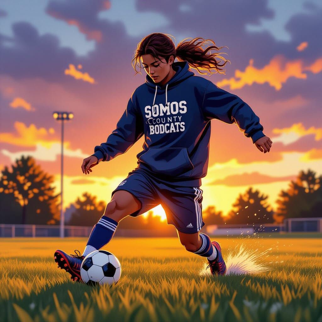 Dooly County Bobcats Hoodie Player Kicks Soccer Ball