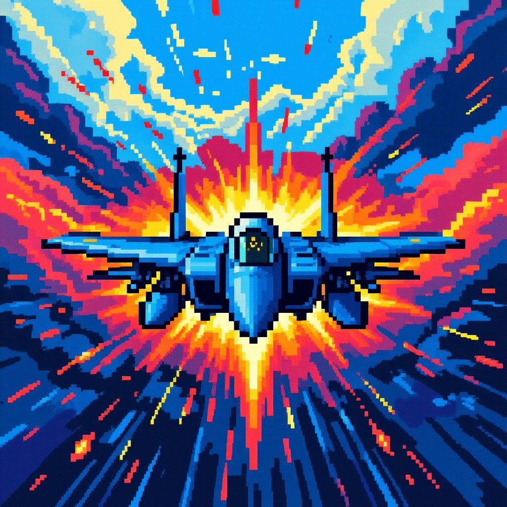 Pixel Art F-15 Missile Strike, Dynamic View