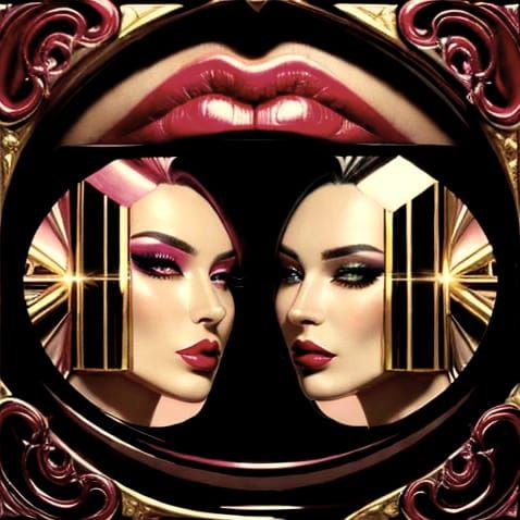 Glamorous Makeup Close-up: Woman Applying Lipstick