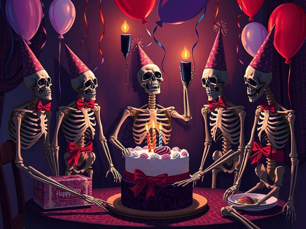 Skeletons at a birthday party