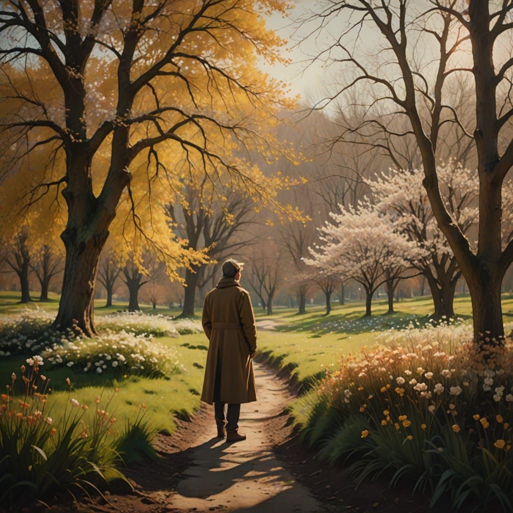 Four Seasons Surreal Landscape: Moody Realism