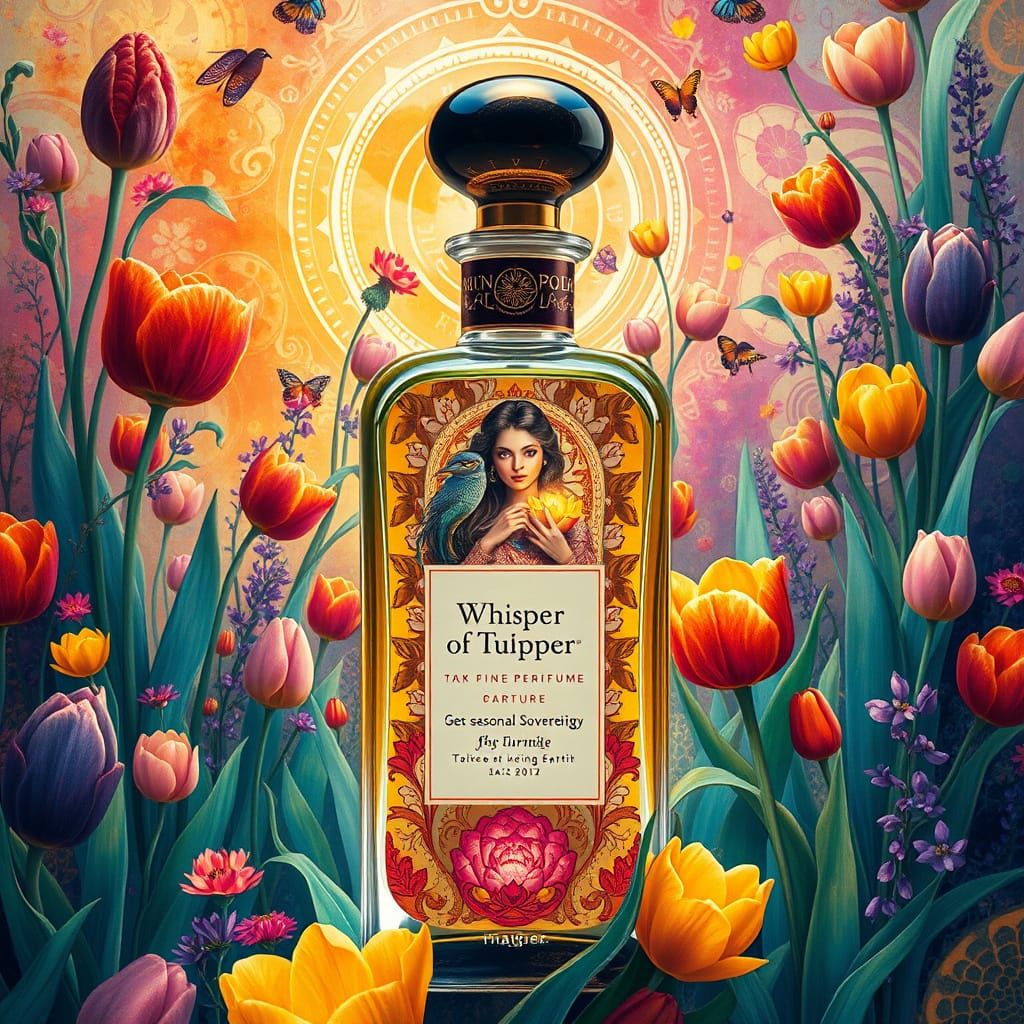 Ethereal Fantasy Perfume Bottle in Vibrant, Multi-Layered Pl...