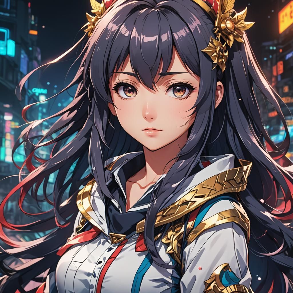 Confident Waifu in Manga Scan Style