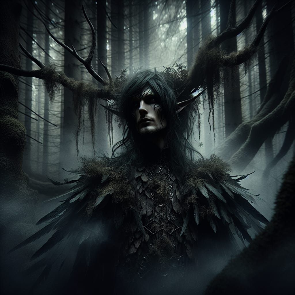 Brooding Forest Warrior in Dark Fantasy Hyperrealism
This da...