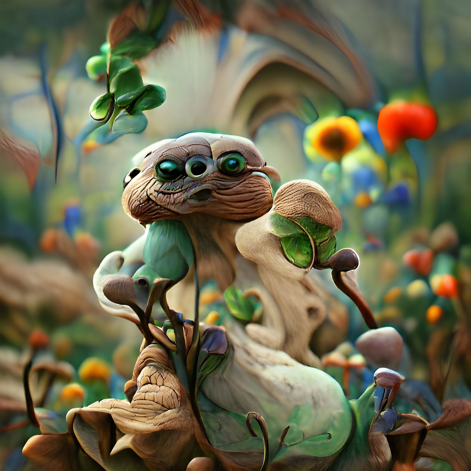 Cute Mushroom Monster in Claymation Style