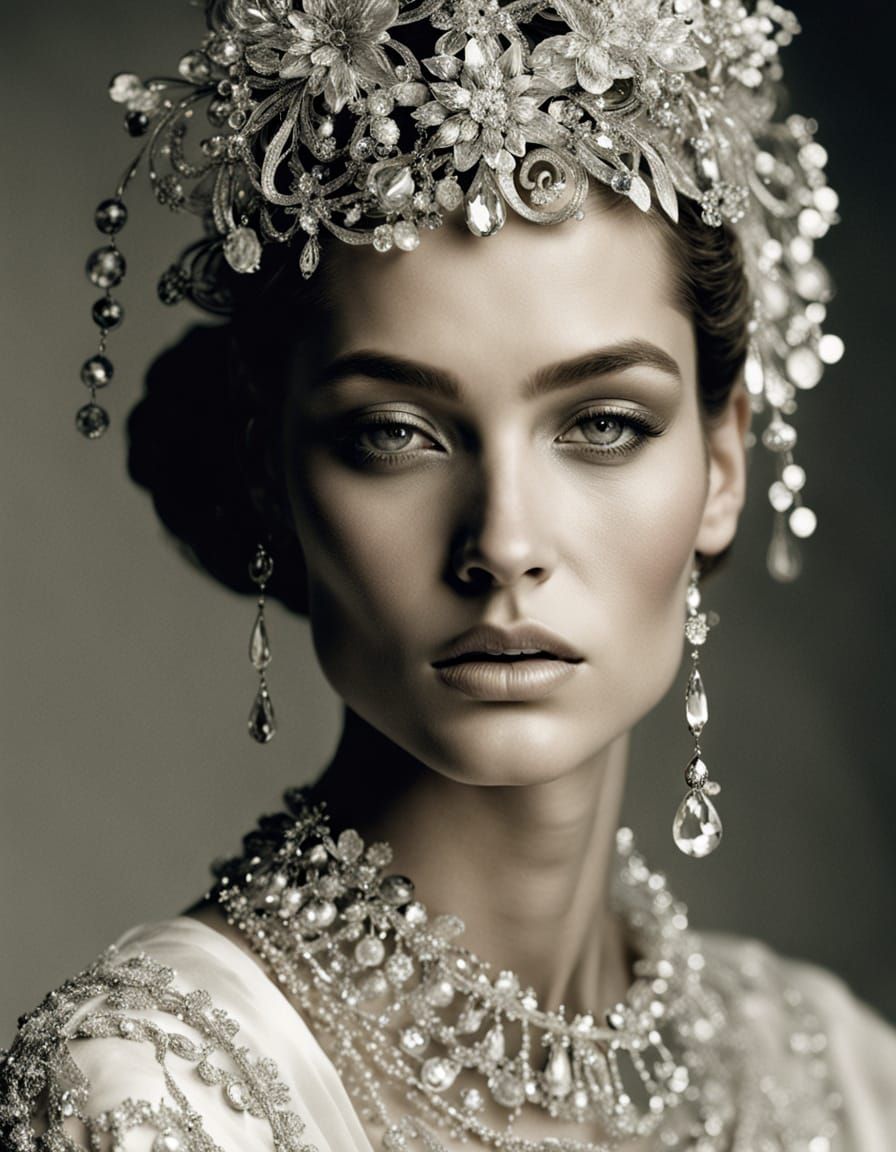 Elegant Woman in Dazzling Diamond Encrustation