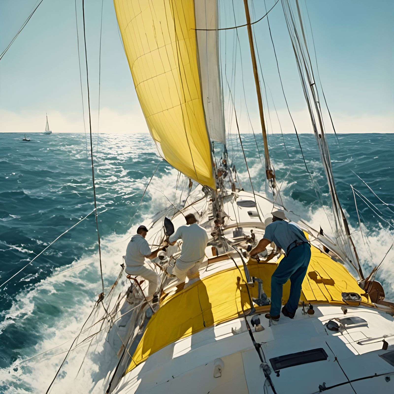 The Anna Celeste crew making repairs while underway