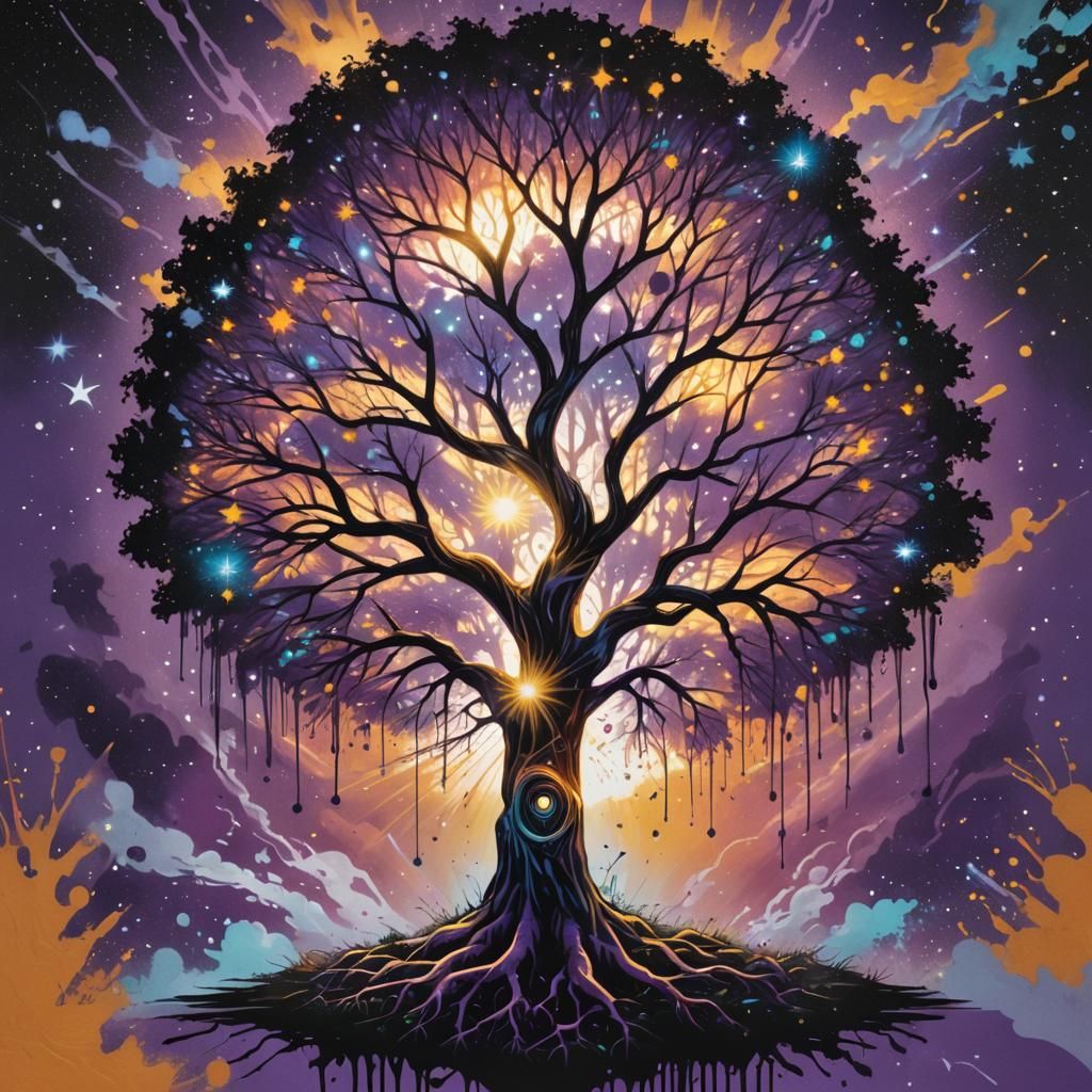 Tree of Life Held by God, Graffiti Art