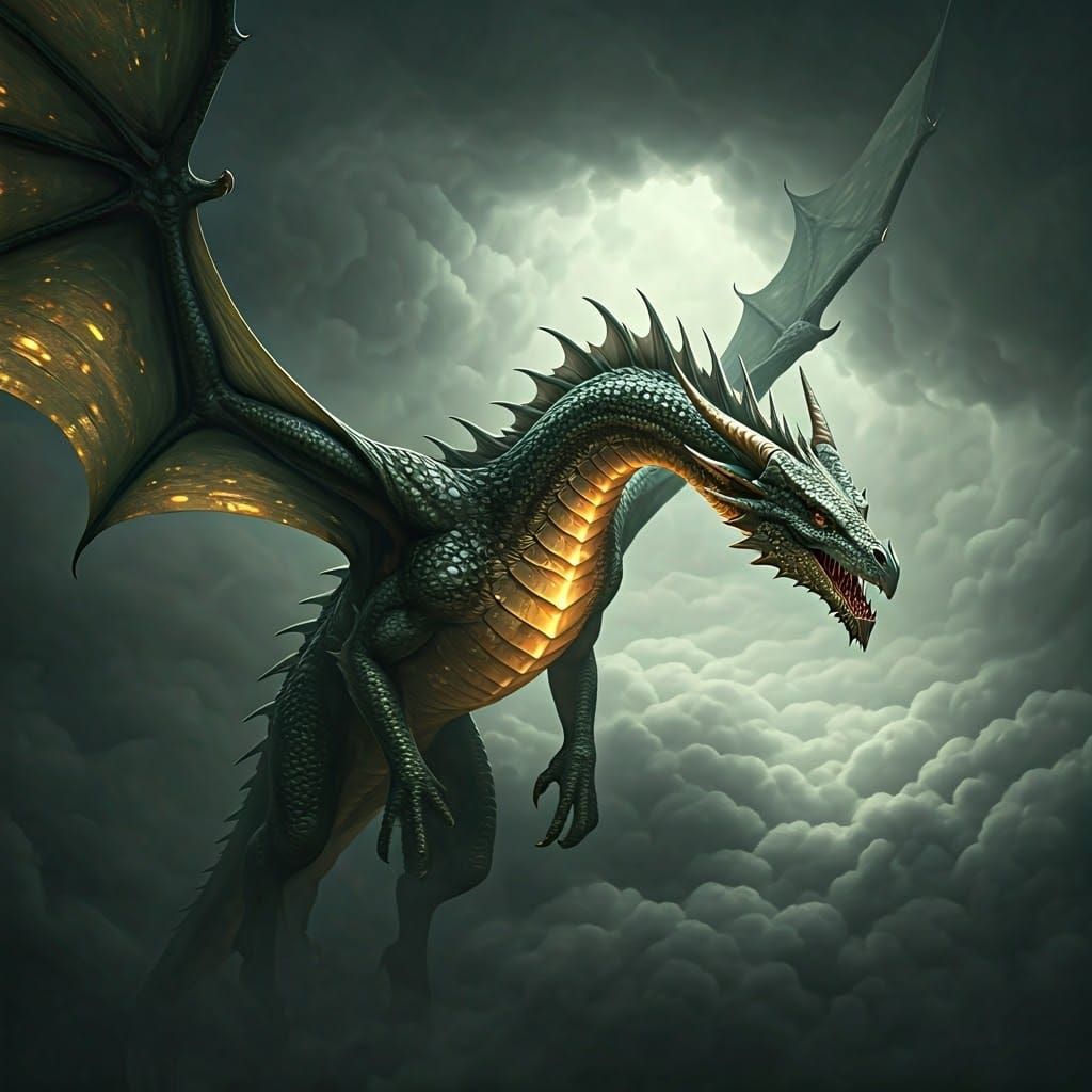 Majestic Dragon Soars through Desolate Skies in Impressive G...