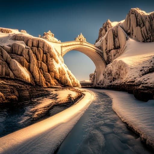 Hyperrealistic Frozen Bridge Inspired by Frozen