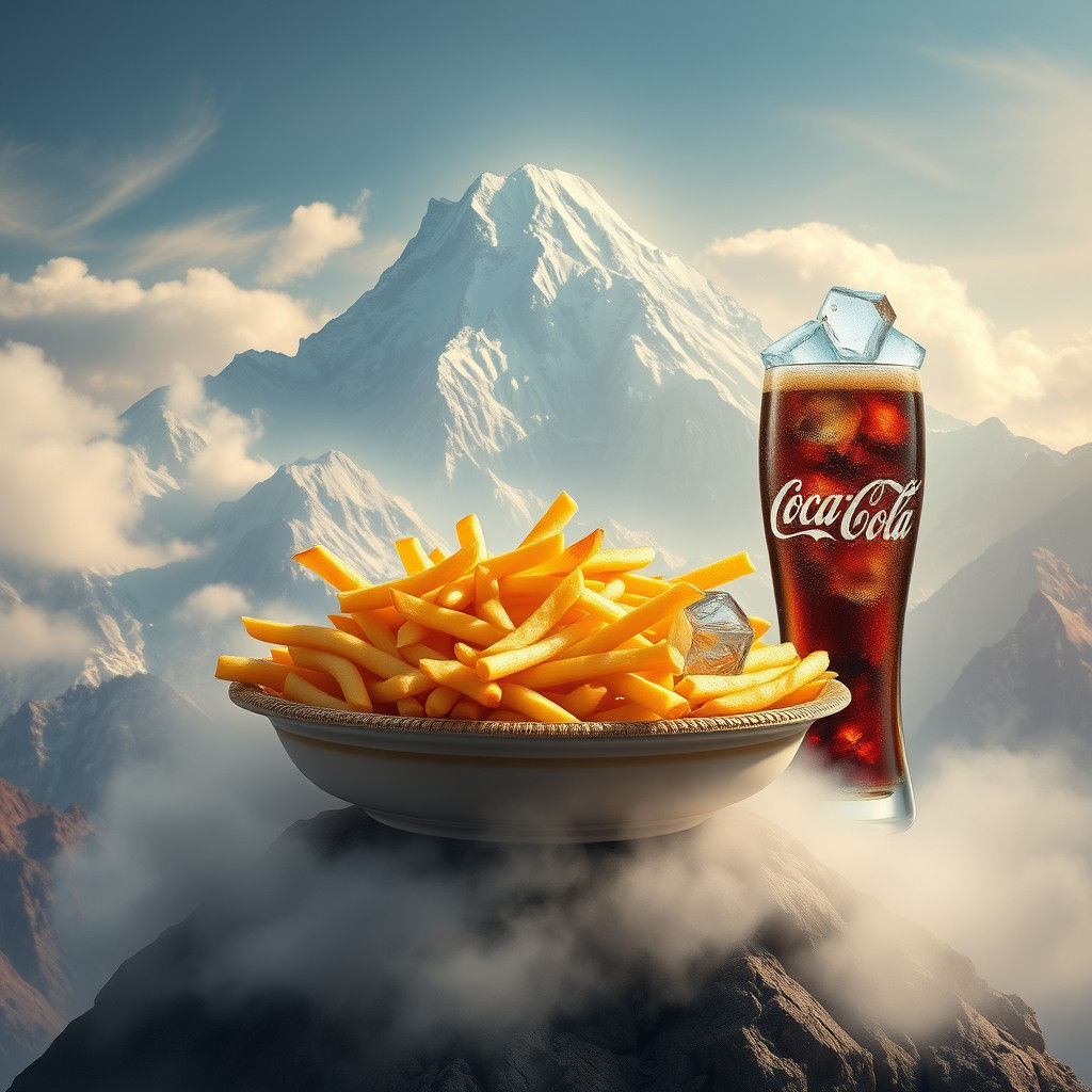 Fries and Coke Atop Misty Mount Everest
