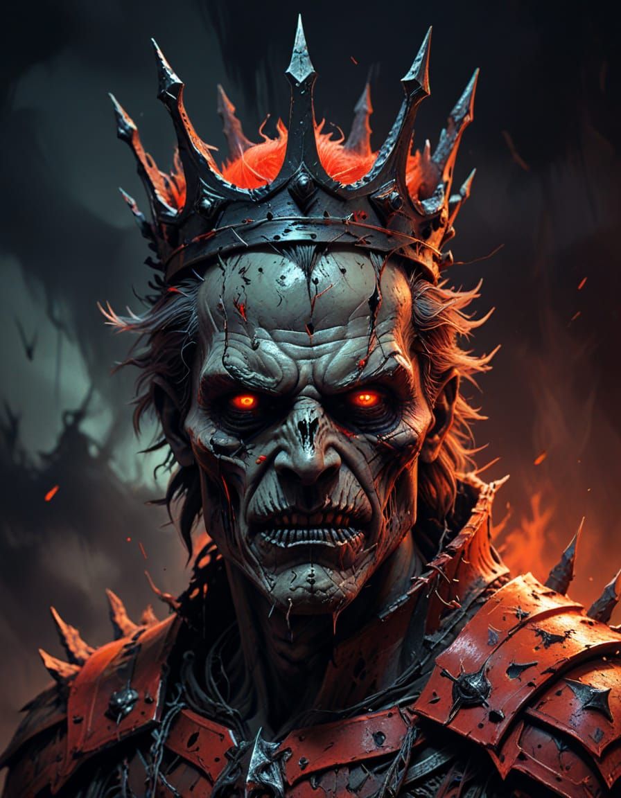 Haunting Dark Fantasy King in Electric Crimson