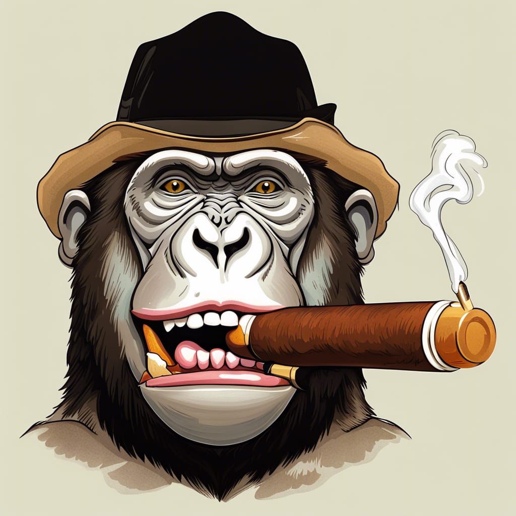 Gorilla Smoking a Stogie