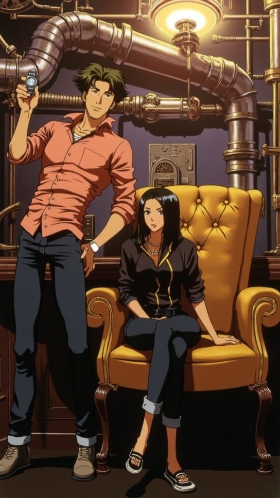 Confident Gentleman in Steampunk Ballroom