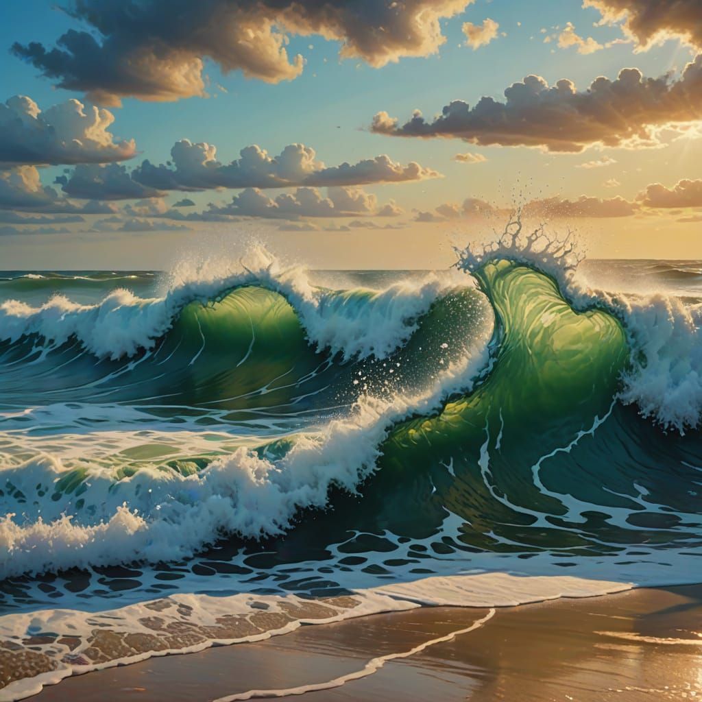 Vibrant Waves Crashing: An Abstract Expressionist Oil Painti...