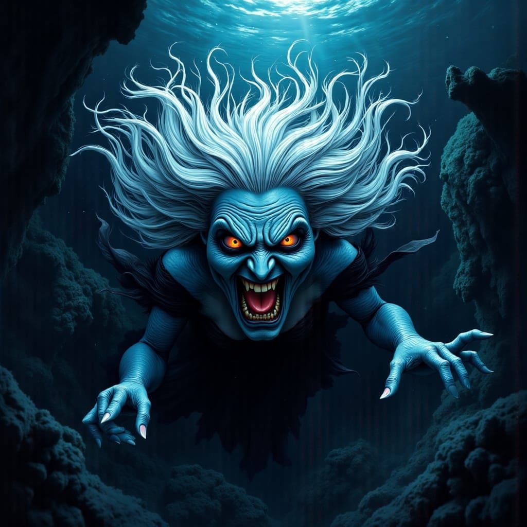 Dark Glitch Ursula Emerging from the Briny Deep