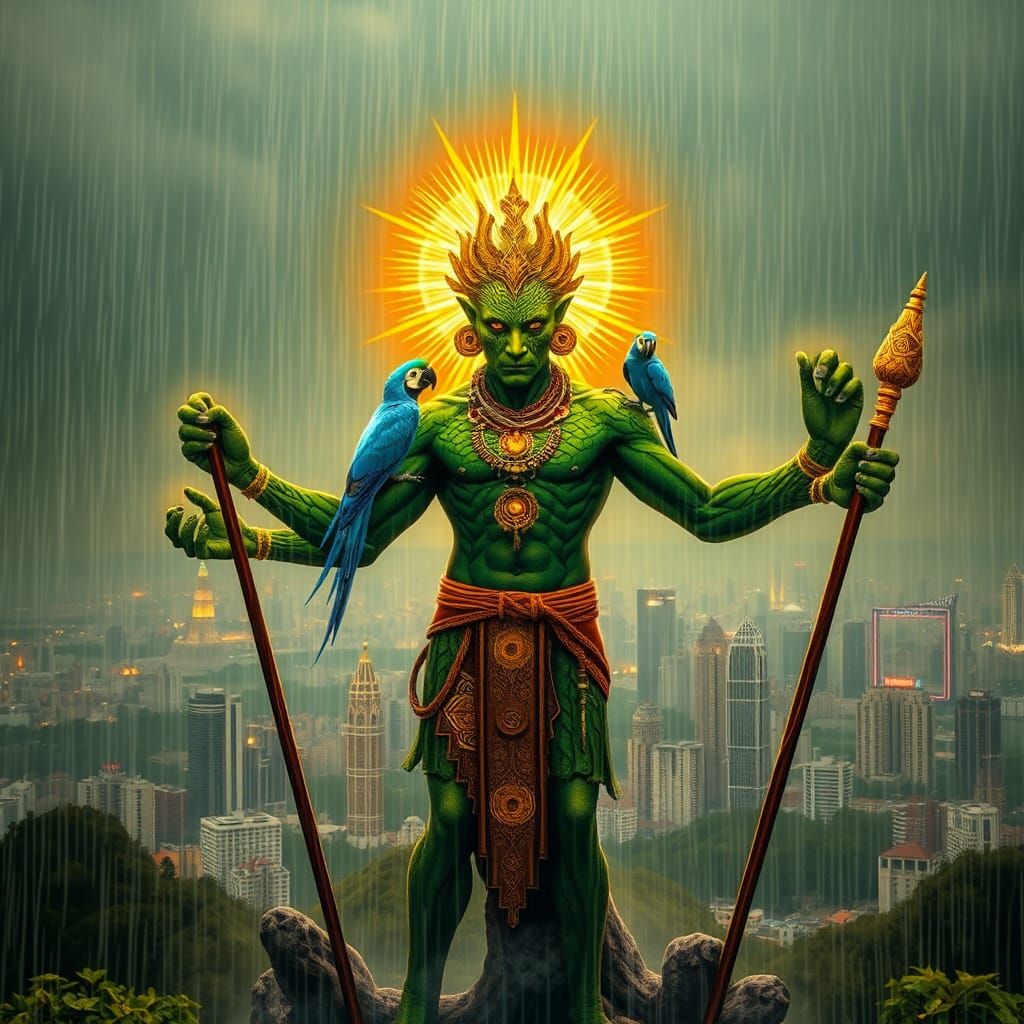 Majestic Leopard Shaman in Torrential Downpour